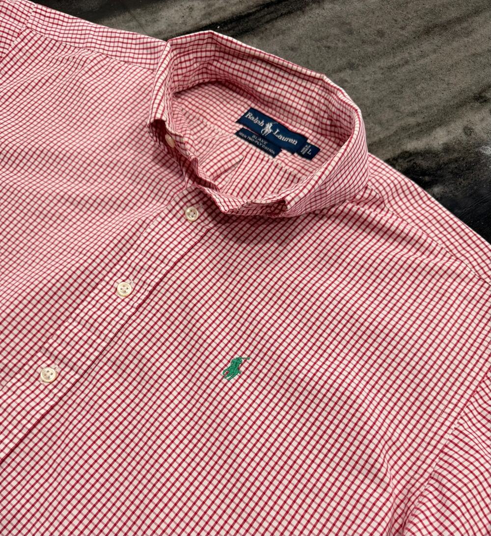 Vintage Polo Ralph Lauren Blake Shirt Mens L Red Green Pony Preppy 90s